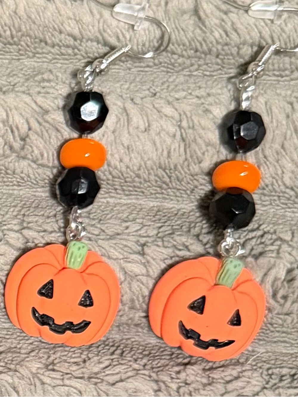Kids Halloween Pumpkin Dangle Earrings - Orange & Black